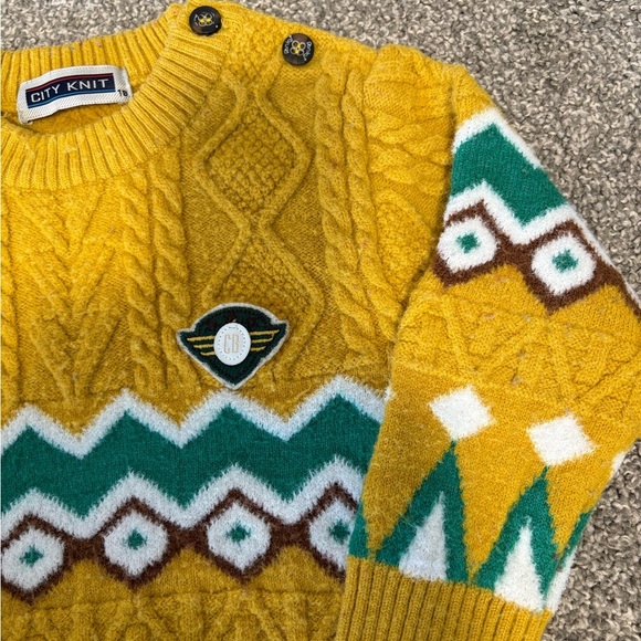 City Knit Vintage Toddler Baby Knit Yellow Sweater 18m - Picture 3 of 14